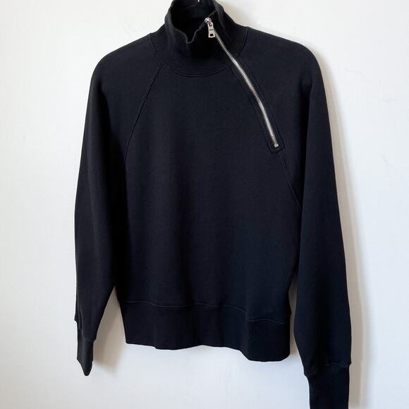 Marissa Webb So Uptight Funnel Neck Zip Sweatshirt Black XS Minimalist Neutral - Picture 5 of 14